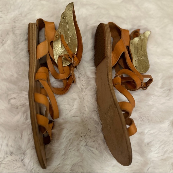 Ancient Greek Sandals Size 9 (fit like 8) all leather with gold wings pre-owned - Picture 8 of 9